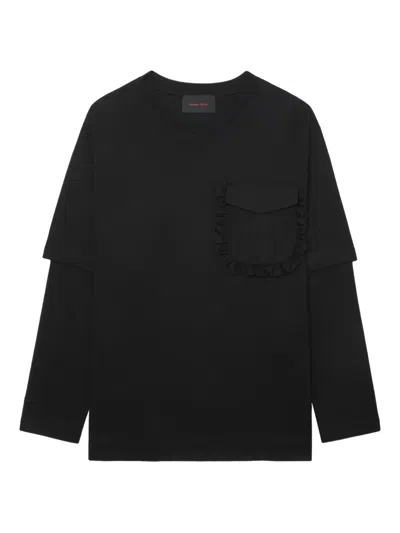 SIMONE ROCHA RUFFLE-POCKET LAYERED T-SHIRT