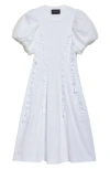 Simone Rocha Ruffle Puffle Sleeve Dress In White