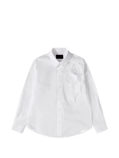 Simone Rocha Ruffle Rosette Shirt In White
