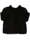 Simone Rocha Black Elasticated Gathered Ruffle Tulip Blouse In Black