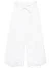 Simone Rocha Elasticated Ruffle Waist Cropped Trousers With Trim White In White