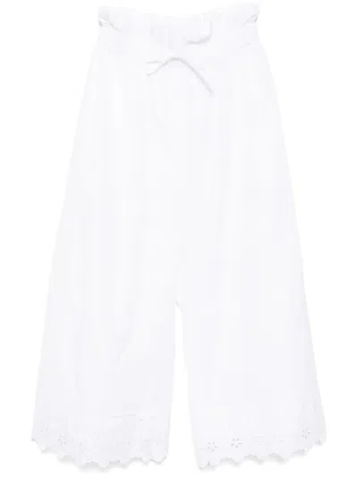 SIMONE ROCHA RUFFLE-WAISTED CROPPED TROUSERS