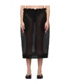 Simone Rocha Black Elasticated Gathered Ruffle Waist Tulip Midi Skirt In Black