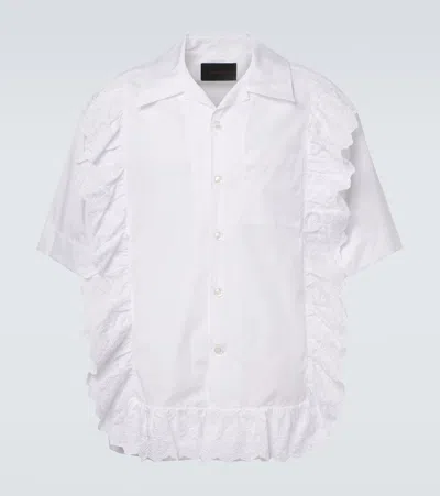 Simone Rocha Ruffled Cotton Poplin Shirt In White