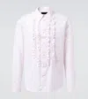 Simone Rocha Ruffled Cotton Poplin Tuxedo Shirt In Pink
