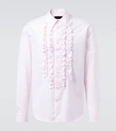 Simone Rocha Ruffled Cotton Poplin Tuxedo Shirt In Pink