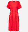 Simone Rocha Ruffled Cotton Tulle Midi Dress In Red