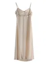 Simone Rocha Ruffled-detail Slip Midi Dress In Brown