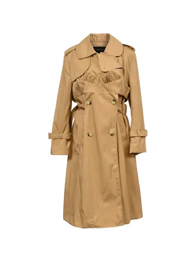Pre-owned Simone Rocha Ruffled Double-breasted Trench Coat In Neutral