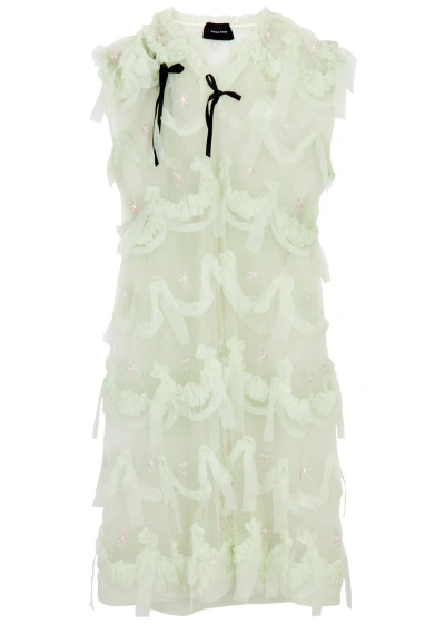 Simone Rocha Ruffled Embroidered Tulle Dress In Mint