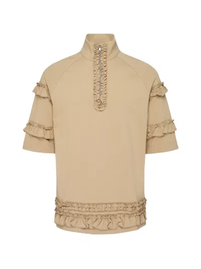 SIMONE ROCHA RUFFLED HALF-ZIP T-SHIRT