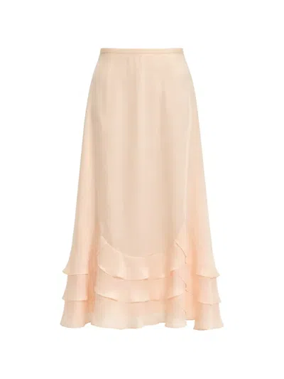 Simone Rocha Ruffled Midi Skirt In Pink