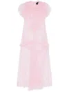Simone Rocha Ruffled Sheer Tulle Midi Dress In Pink