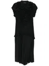 Simone Rocha Ruffled Multi-stitched Midi Dress In Schwarz
