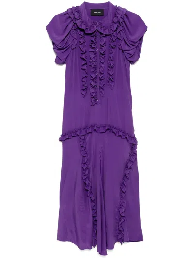 Simone Rocha Ruffled Multi-stitched Midi Dress In Violett
