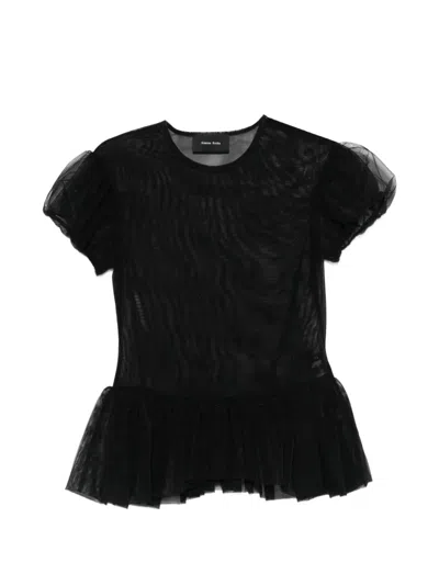 Simone Rocha Ruffled Puff-sleeve Top In Black