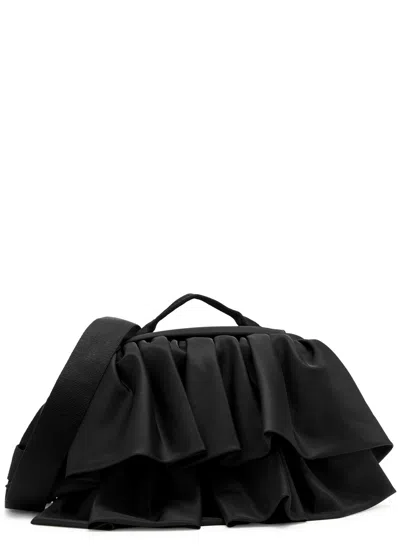 Simone Rocha Ruffled Satin Shoulder Bag In Black