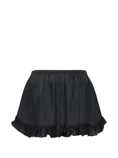Simone Rocha Ruffled Satin-finish Shorts In Black
