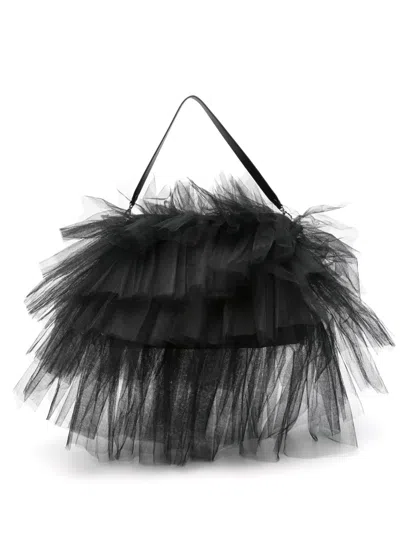 Simone Rocha Ruffled Shoulder Bag In Black