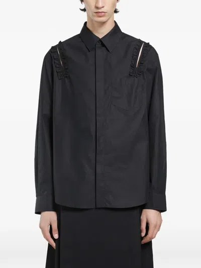 Simone Rocha Ruffled Slashed Shirt In Black