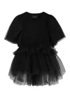 Simone Rocha Ruffled Tulle And Cotton T-shirt In Black