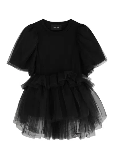 Simone Rocha Ruffled Tulle And Cotton T-shirt In Black