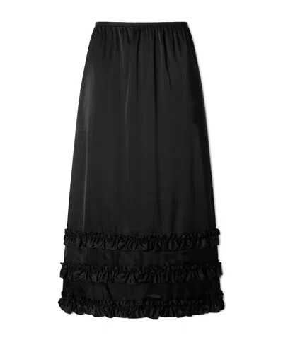 Simone Rocha Ruffled Satin Midi Skirt In Black