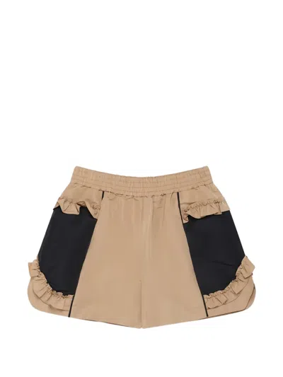 Simone Rocha Ruffle-trimmed Split-hem Track Shorts In Multi