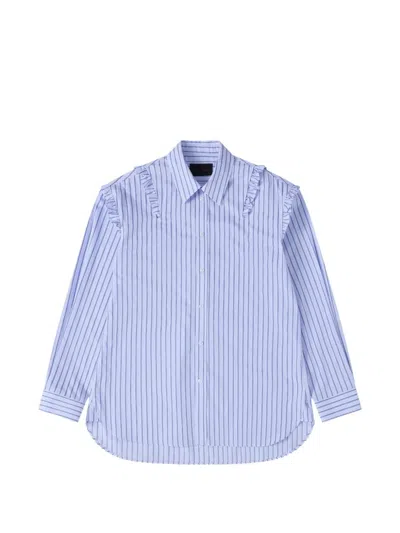 Simone Rocha Ruffle-trimmed Striped Shirt In Blue