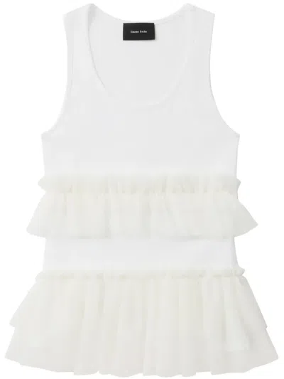 Simone Rocha Ruflled Detailing Tank Top In White