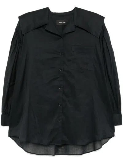Simone Rocha Sailor-collar Puff-sleeves Shirt In Blue