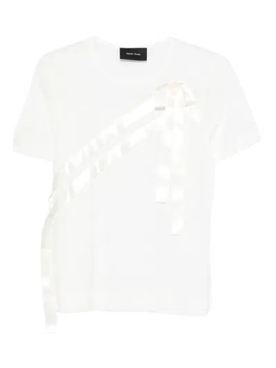 Simone Rocha Bow Sash Short-sleeve T-shirt In Neutral