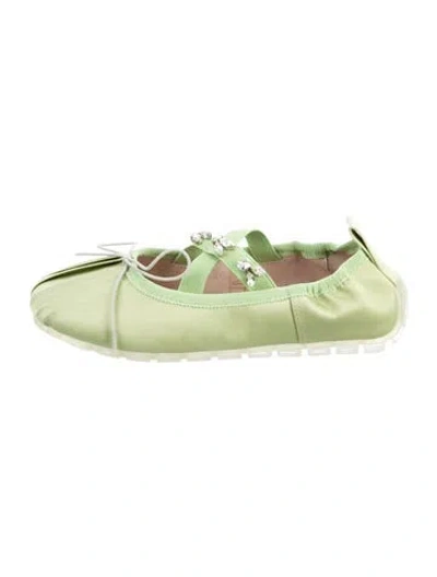 Pre-owned Simone Rocha Satin Ballet Flats In Green