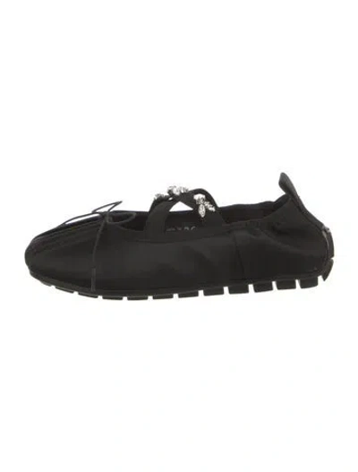 Pre-owned Simone Rocha Satin Bow Accents Ballet Flats In Black
