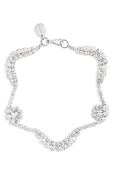 Simone Rocha Scalloped Crystal Sepal Necklace In White
