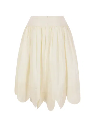 Simone Rocha Scalloped-hem Midi Skirt In Neutral