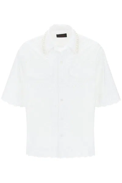 Simone Rocha "scalloped Lace Shirt With Pearl In White