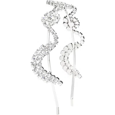 Simone Rocha Scalloped Sepal Crystal Headband In White