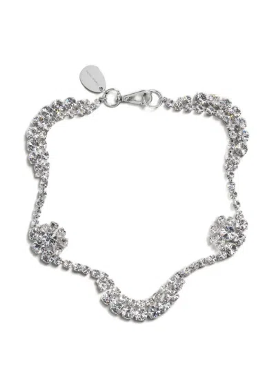 Simone Rocha Scalloped Sepal Crystal Necklace In Silver