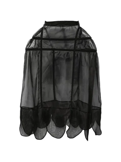 Simone Rocha Scallop-trim Panelled Mini Skirt In Black