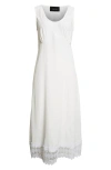 Simone Rocha Scoop Neck Lace Trim Midi Dress In White