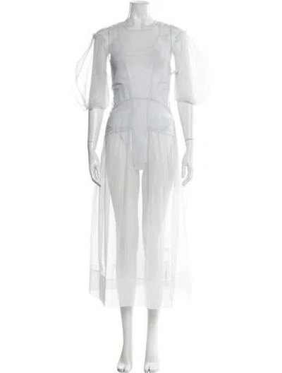 Pre-owned Simone Rocha Scoop Neck Long Dress In White