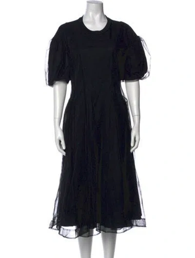 Pre-owned Simone Rocha Scoop Neck Midi Length Dress In Black