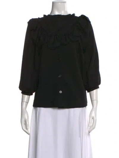 Pre-owned Simone Rocha Scoop Neck Short Sleeve Blouse In Black
