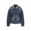 Simone Rocha Denim Jacket With Belt And Embellished Collar In Black