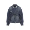 Simone Rocha Denim Jacket With Belt And Embellished Collar In Blue