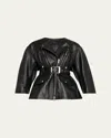 Simone Rocha Sculpted Bow Back Belted Biker Jacket In Black