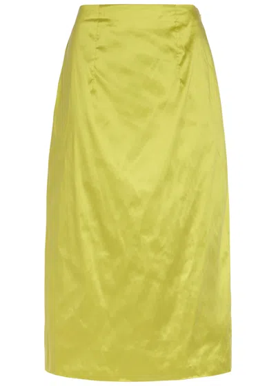 Simone Rocha Sculpted Bustle Taffeta Midi Skirt In Green
