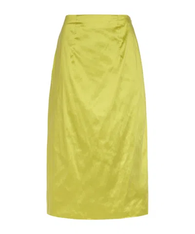 Simone Rocha Sculpted Bustle Taffeta Midi Skirt In Yellow
