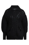 Simone Rocha Sculpted Cable Knit Cardigan In Black